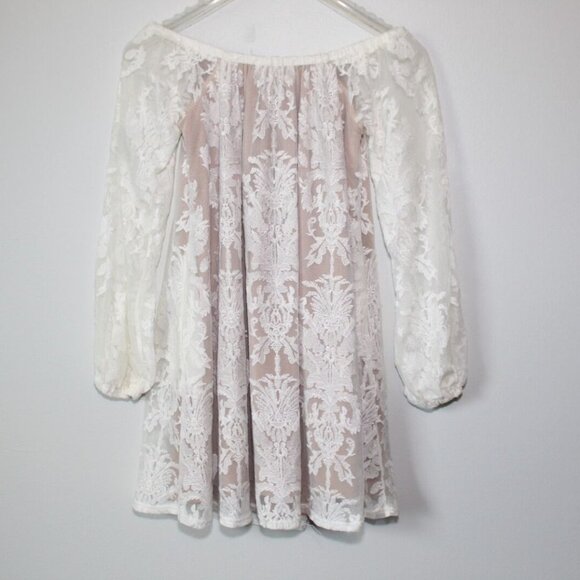 For Love & Lemons Lace Off the Shoulder Mini Dress San Marcos White Small H13721 - Picture 6 of 10